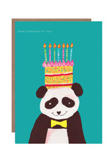 Load image into Gallery viewer, Panda Cake Hat Birthday Greetings Card
