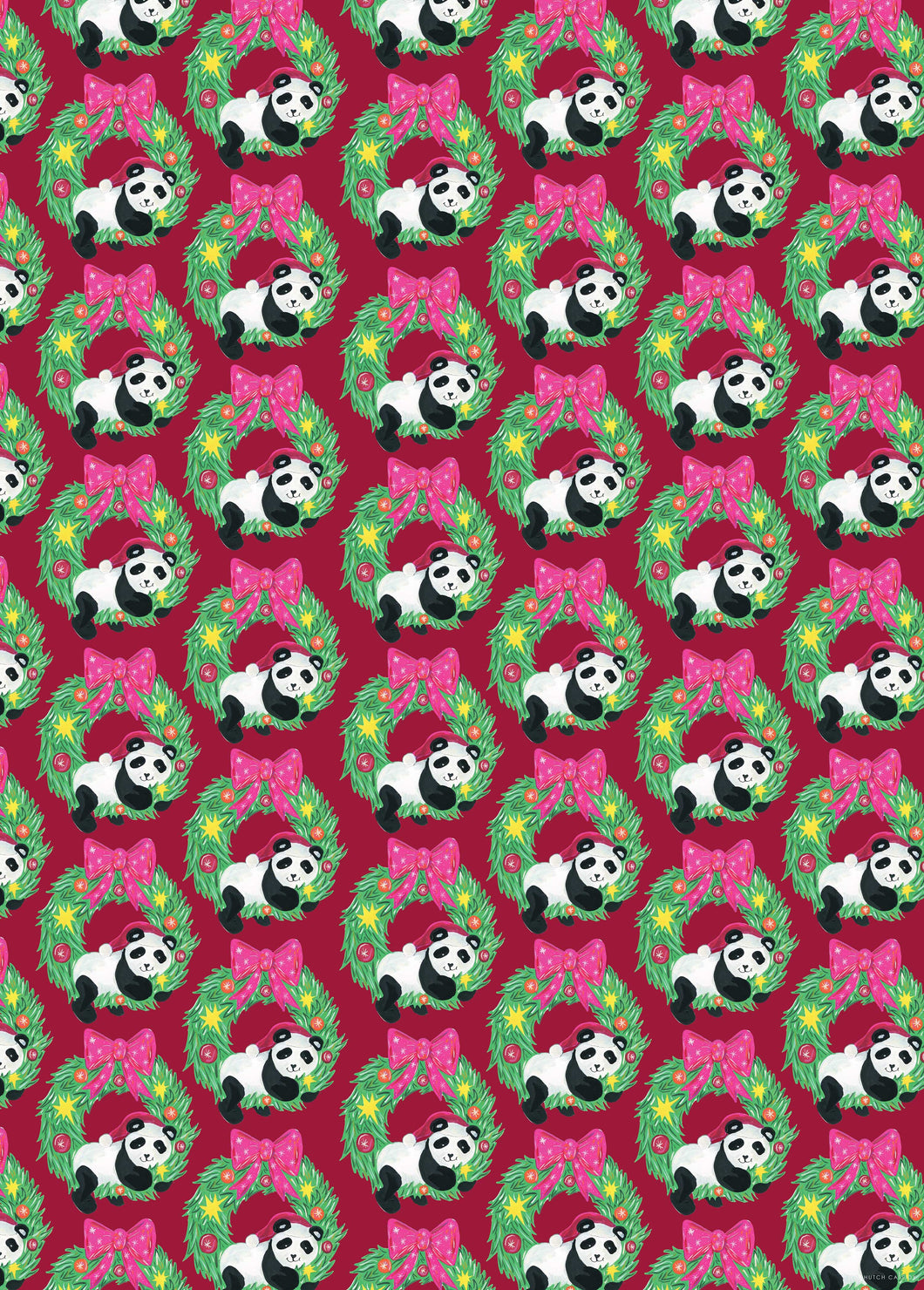 Panda Wreath Festive Gift Wrap (Single Sheet)