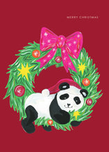 Load image into Gallery viewer, &#39;Panda Wreath&#39; Christmas Greetings Card 
