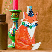 Load image into Gallery viewer, Party Fox die-cut Greetings Card
