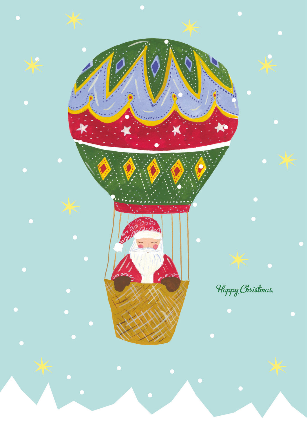 Santa Hot Air Ballon Christmas Card