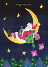 Load image into Gallery viewer, Santa on Moon Christmas Card
