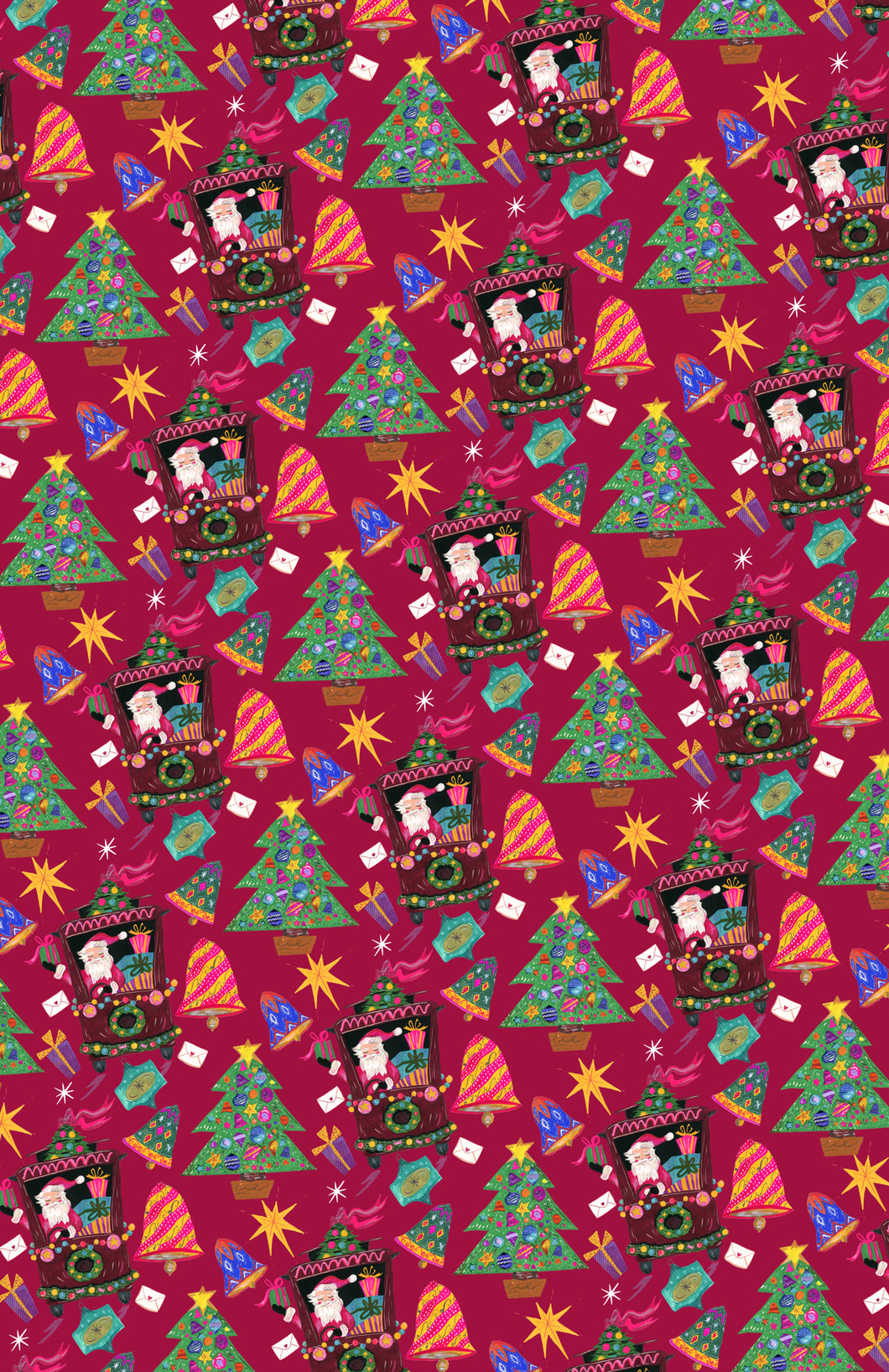 Santa in Truck Gift Wrap (Single Sheet)