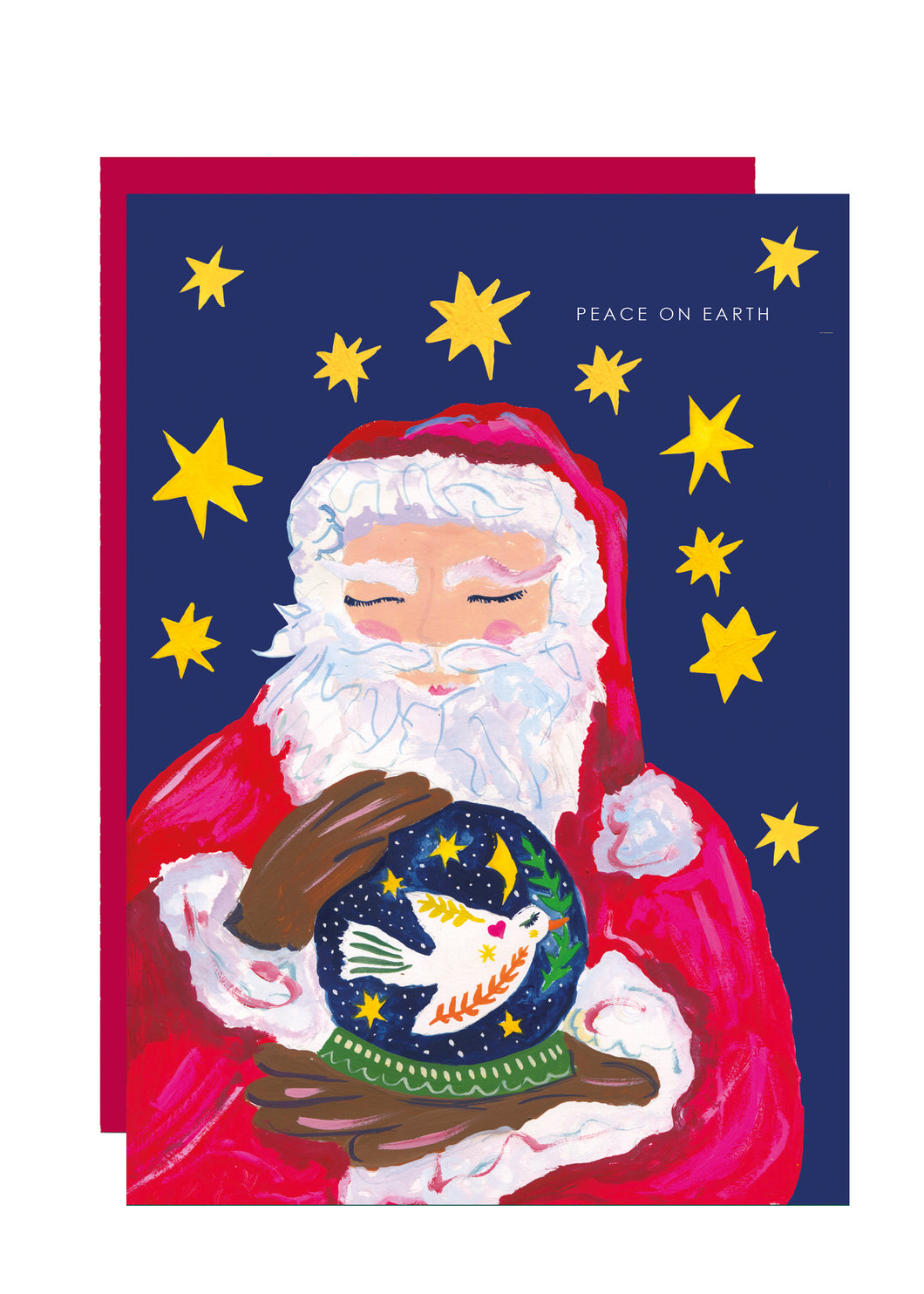 Santa with globe Christmas Card