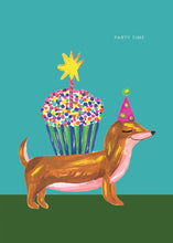 Load image into Gallery viewer, Sausage Dog and Cupcake Birthday Greetings Card
