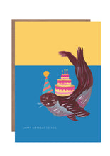 Load image into Gallery viewer, Sea Lion and Cake Birthday Greetings Card

