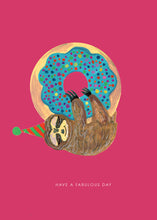 Load image into Gallery viewer, Sloth and Donut Birthday Greetings Card
