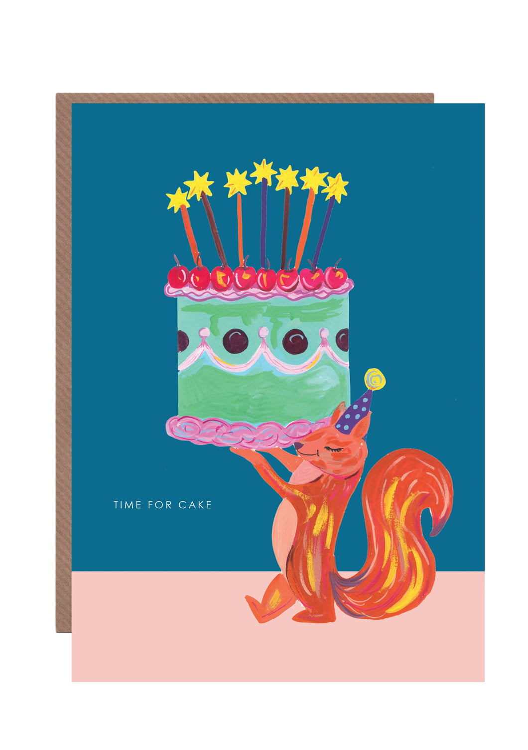 Squirrel and Cake Birthday Greetings Card