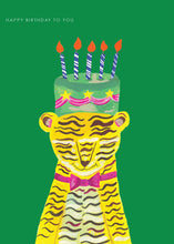 Load image into Gallery viewer, Tiger Cake Hat Birthday Greetings Card
