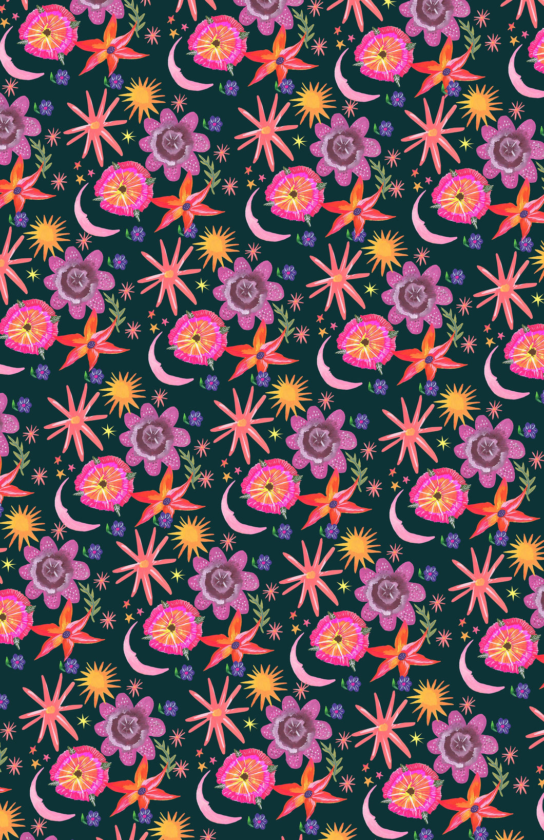 Magical Midnight Floral Luxury Gift Wrap (Single Sheet)