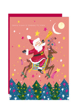 Load image into Gallery viewer, Santa on Reindeer Christmas Card
