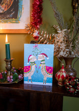 Load image into Gallery viewer, Llamas kissing under the mistletoe Christmas Card
