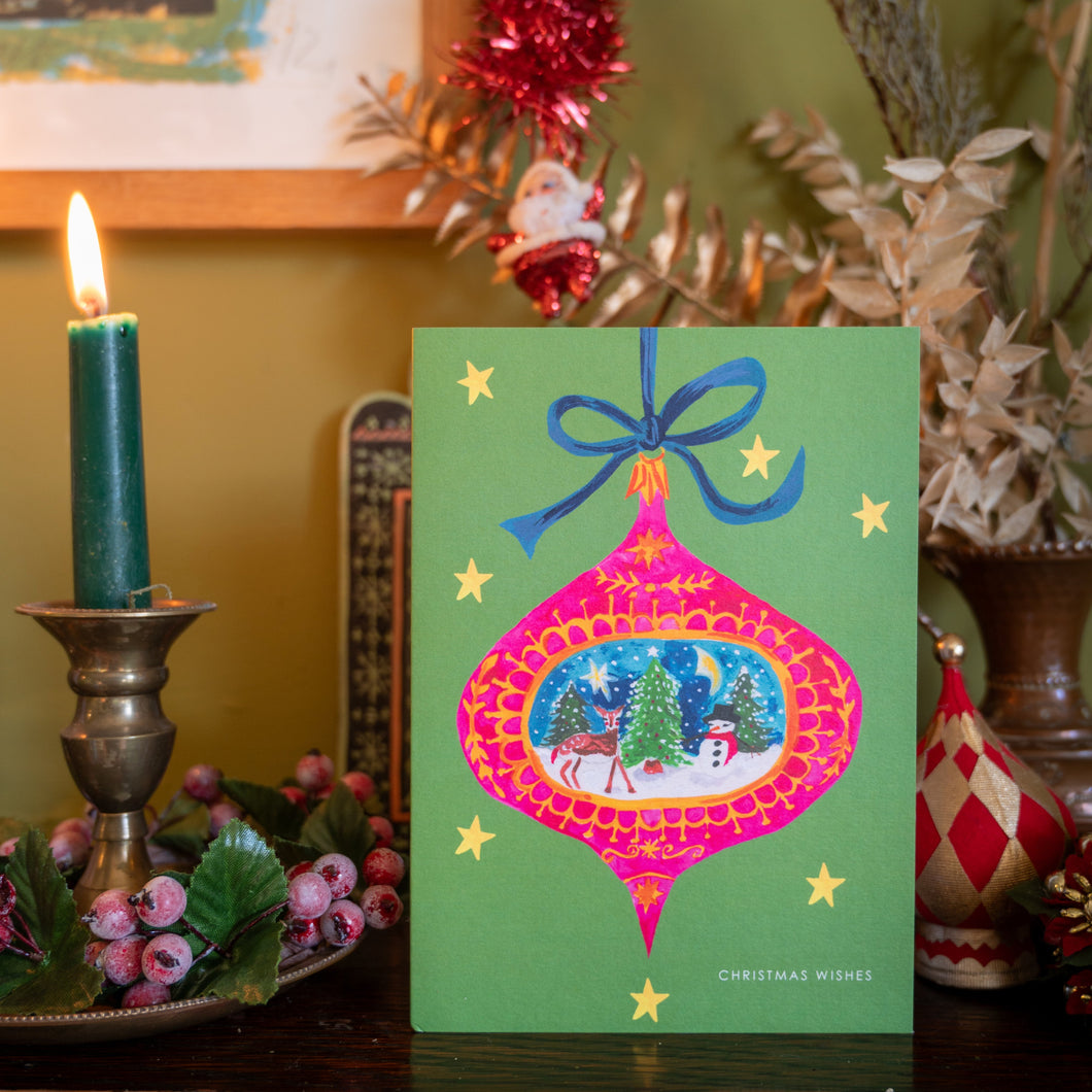 Bauble Reindeer Christmas Card