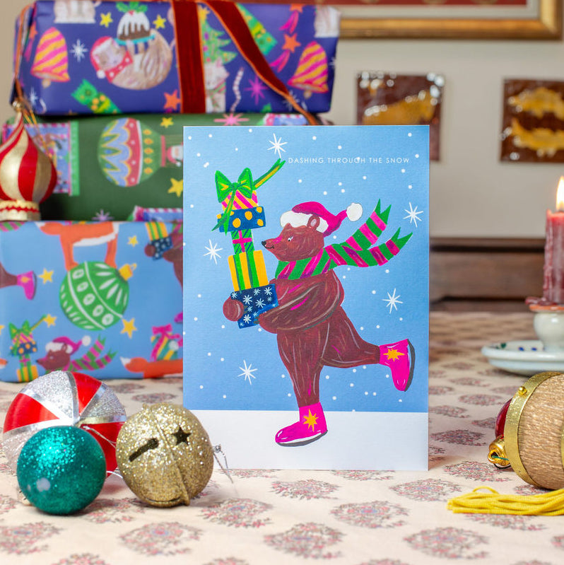 'Bear in Snow' Christmas Greetings Card  