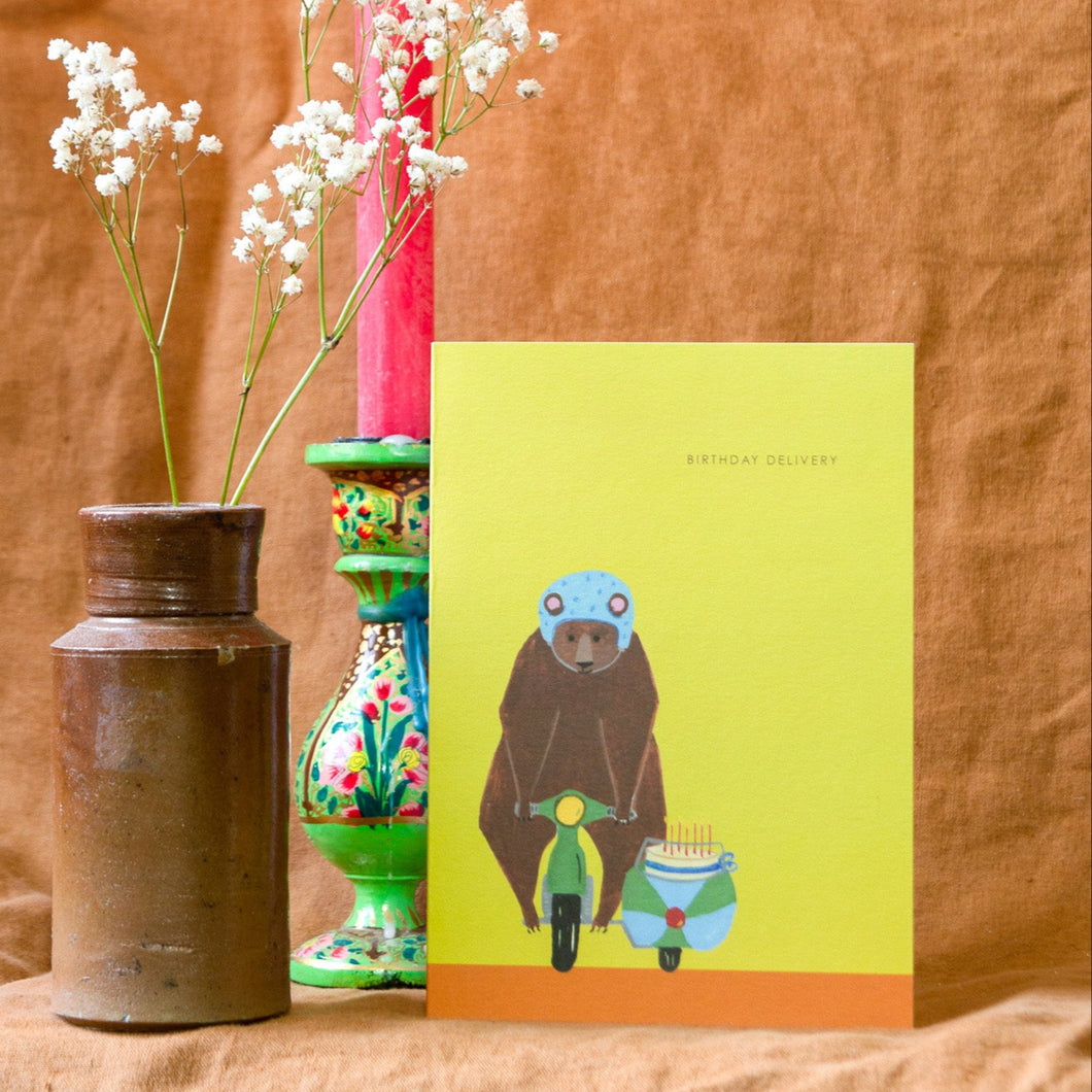 Bear on Bike Birthday Greetings Card