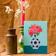 Load image into Gallery viewer, Decorative Blue Vase Thank you Greetings Card
