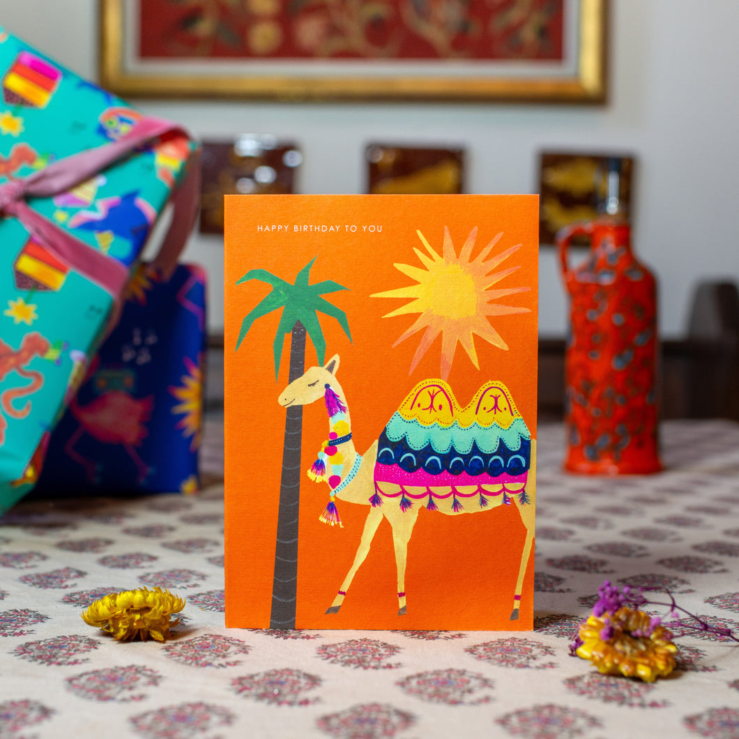 Summer Camel Birthday Greetings Card