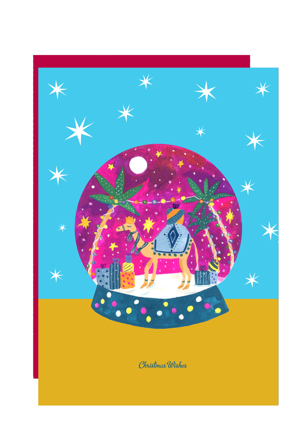 Magical Camel Snow Globe Christmas Card