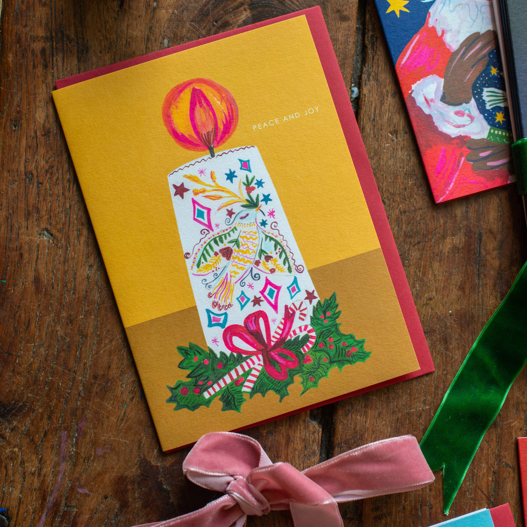 Candle Dove Christmas Card