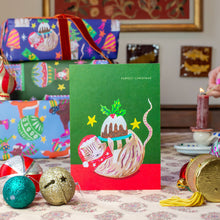 Load image into Gallery viewer, &#39;Cat and Christmas Pudding &#39; Christmas Greetings Card
