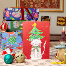 Load image into Gallery viewer, &#39;Cat and Christmas Tree&#39; Christmas Greetings Card
