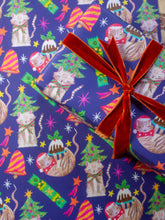 Load image into Gallery viewer, Festive Cat Magic Gift Wrap (Single Sheet)
