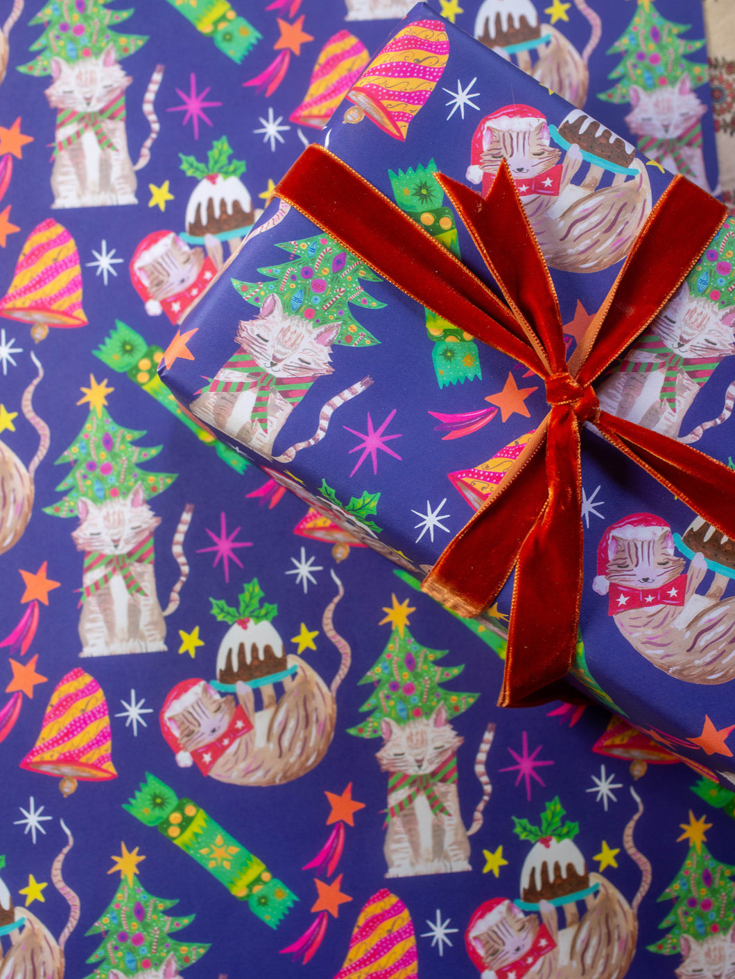 Festive Cat Magic Gift Wrap (Single Sheet)