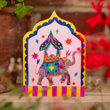 Load image into Gallery viewer, Dancing Elephant Arch die-cut Greetings Card

