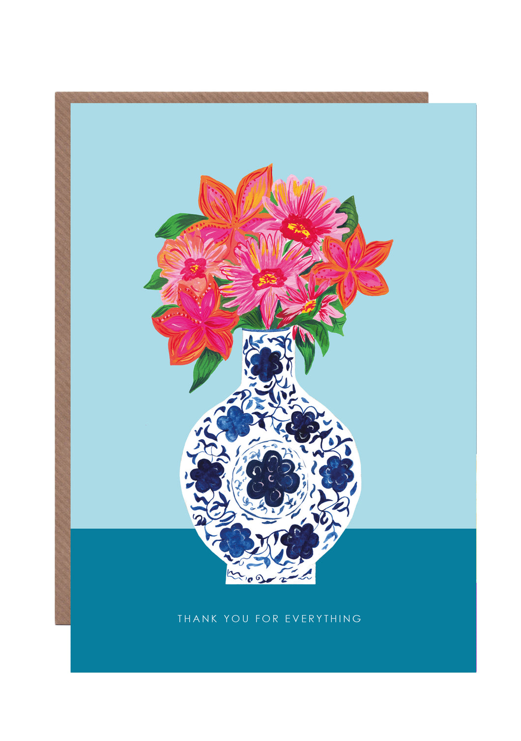 Decorative Blue Vase Thank you Greetings Card