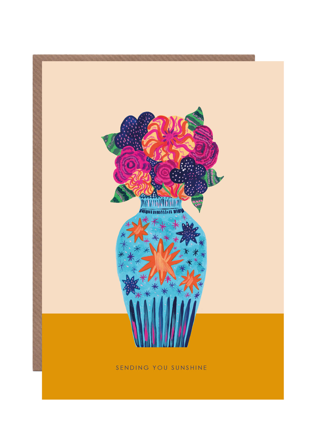 Flower Sunshine Vase Greetings Card