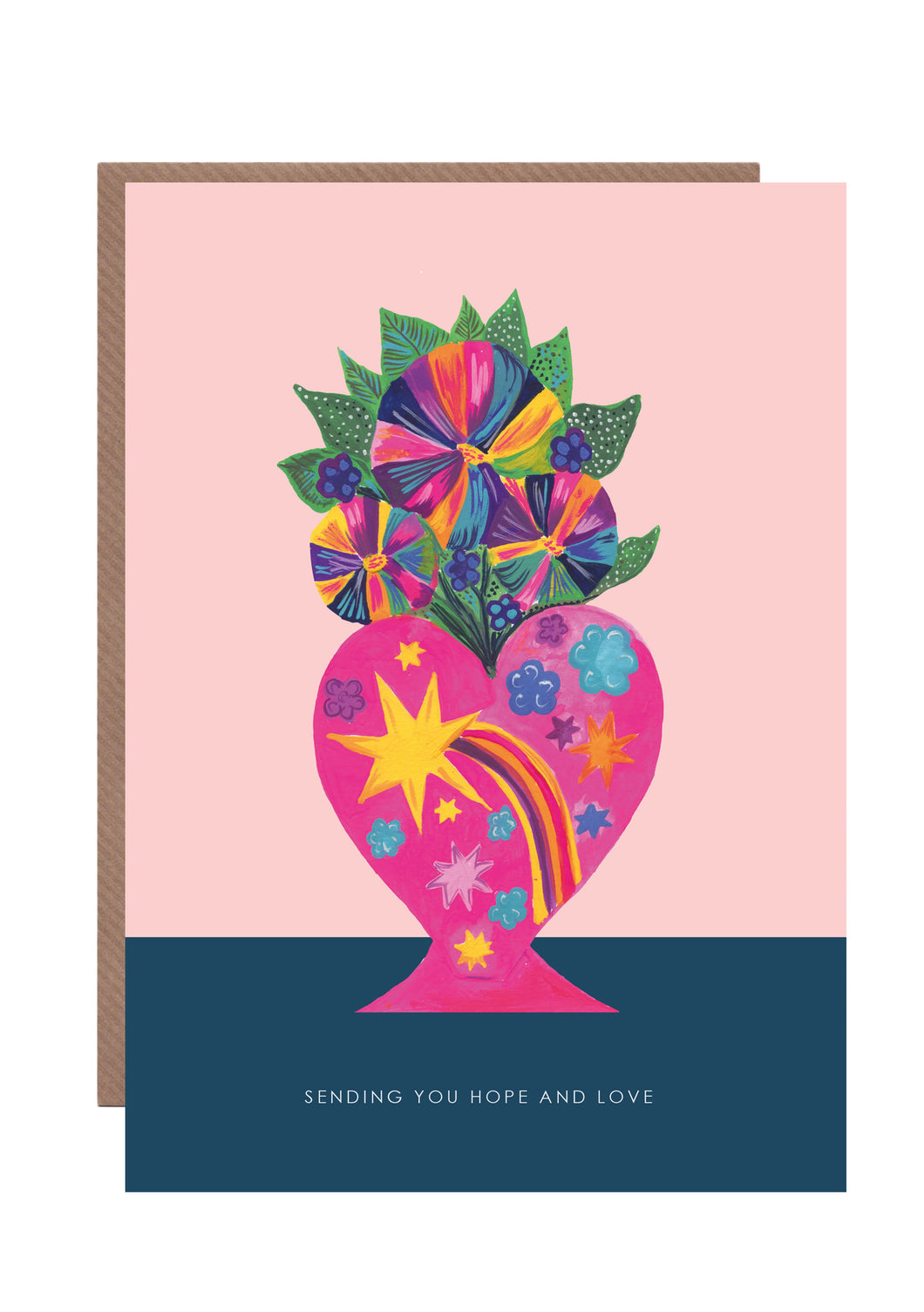 Flower Heart Vase Greetings Card