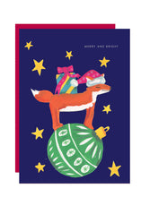 Load image into Gallery viewer, &#39;Fox on Bauble&#39; Christmas Greetings Card 
