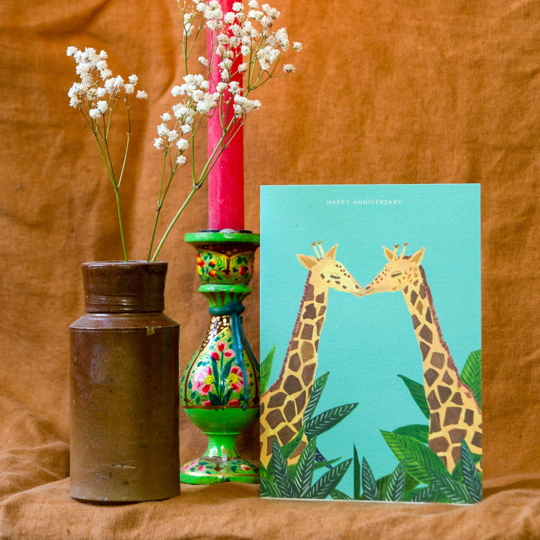 Giraffes Happy Anniversary Greetings Card