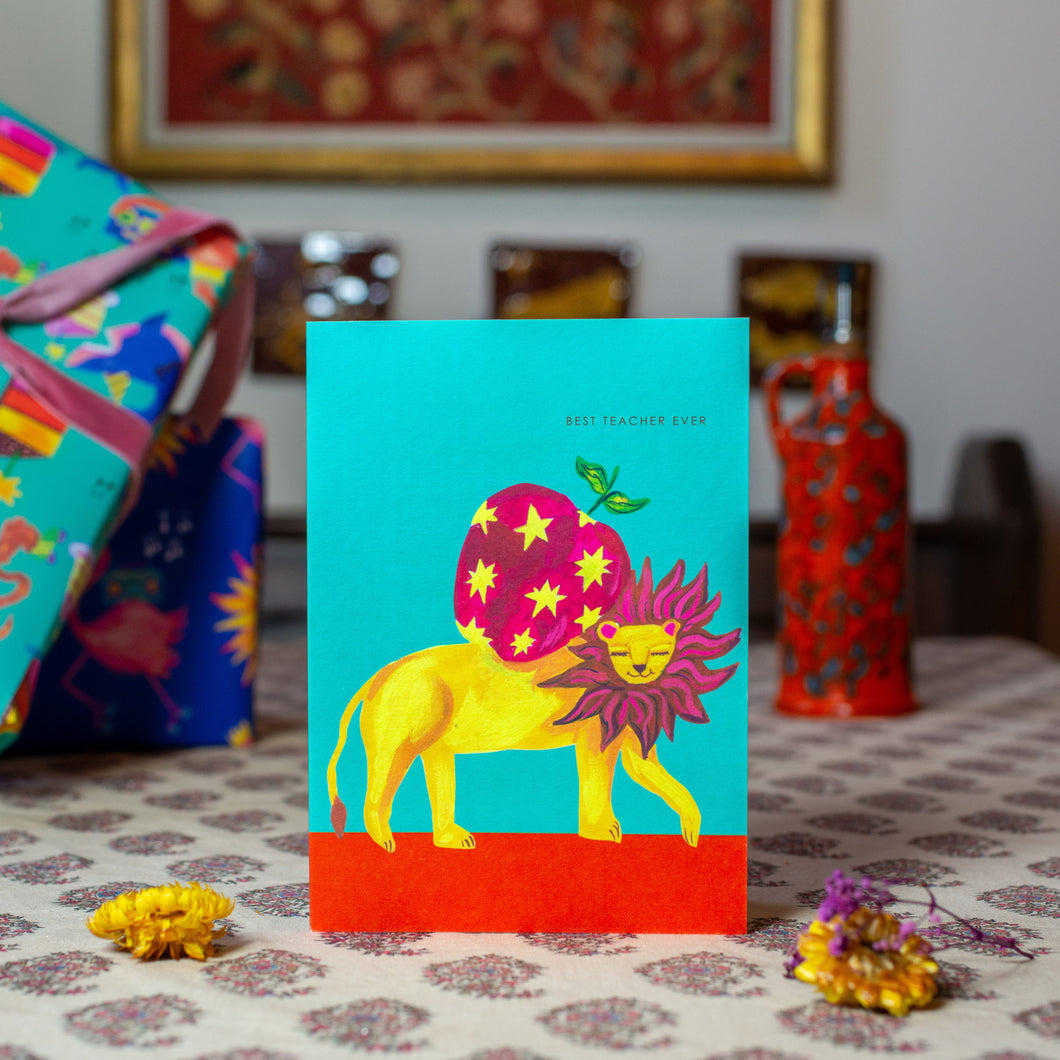 Lion Teacher Thank you Greetings Card
