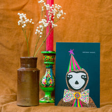 Load image into Gallery viewer, Magic Party Sloth Birthday Greetings Card
