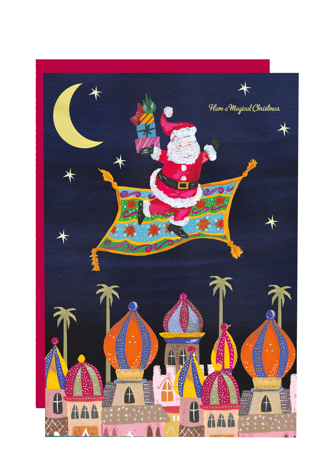 Santa on Magic Carpet Christmas Card