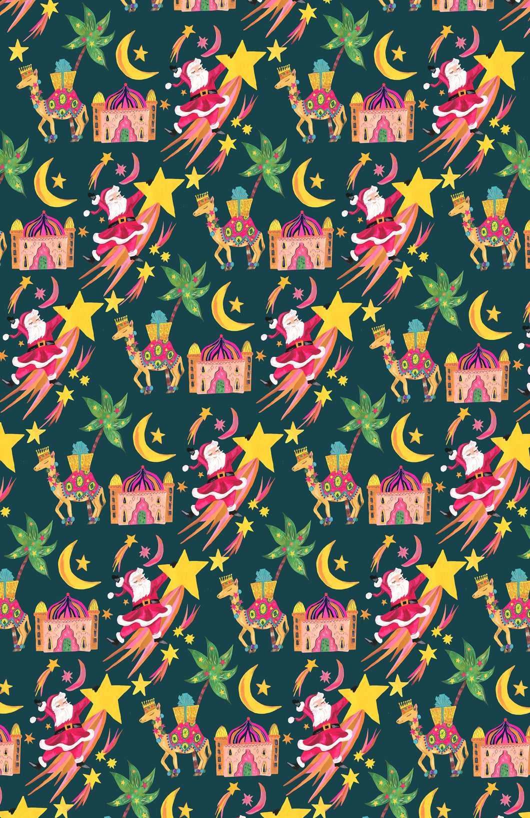 Santa Shooting Star Festive Gift Wrap ( Single Sheet)