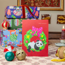 Load image into Gallery viewer, &#39;Panda Wreath&#39; Christmas Greetings Card 
