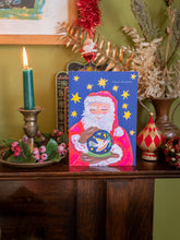 Load image into Gallery viewer, Santa with globe Christmas Card
