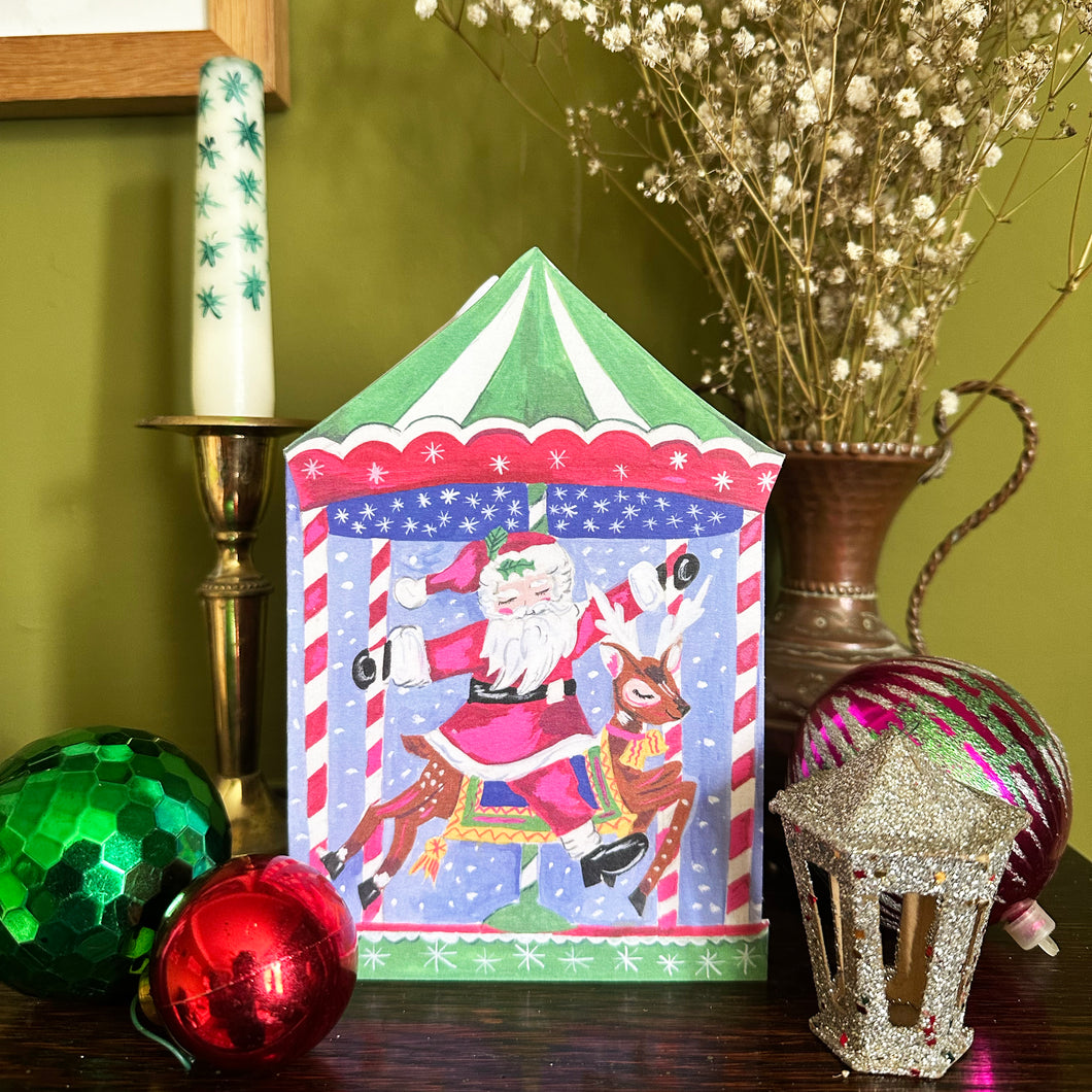 'Magical Merry-Go Round Santa' Christmas Greetings Card 
