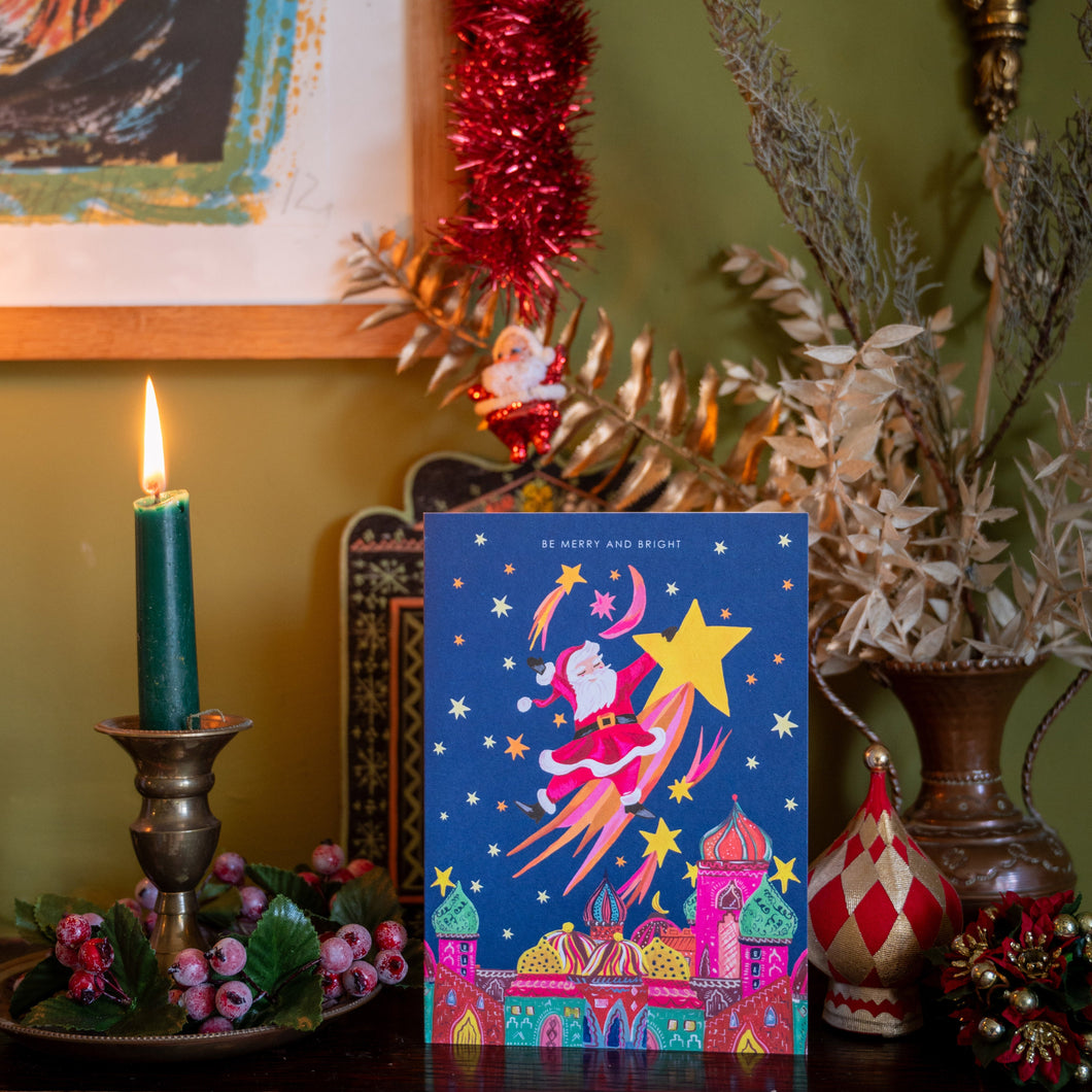 Santa Shooting Star Christmas Card