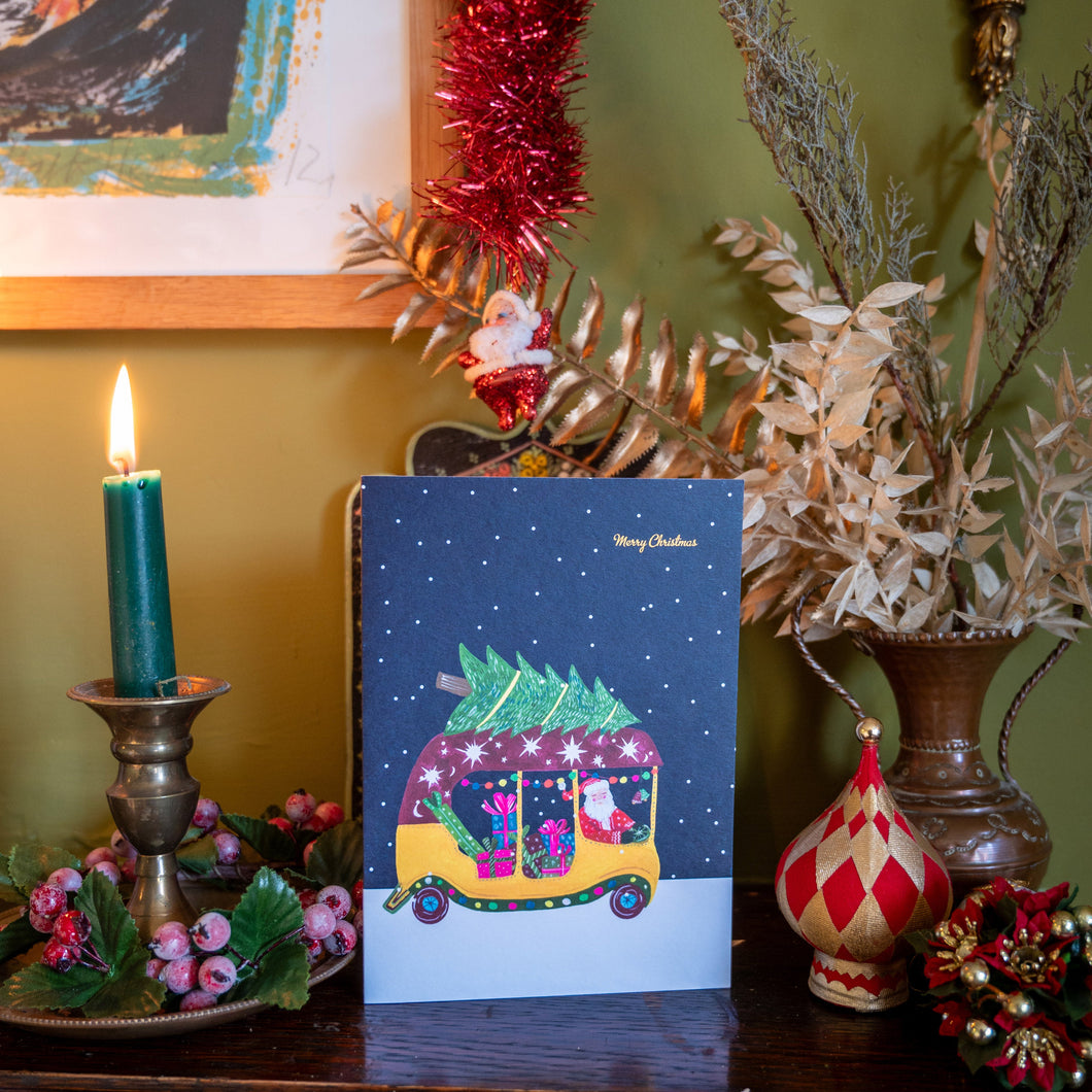 Santa And The Magical Tuk Tuk Ride Christmas Card