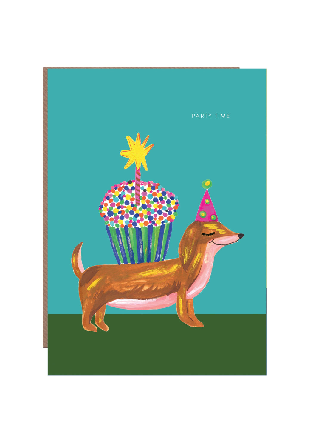 Sausage Dog and Cupcake Birthday Greetings Card