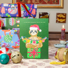 Load image into Gallery viewer, Festive Sloth Christmas Greetings Card 
