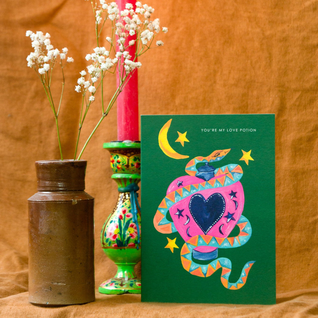 Snake Love Potion Greetings Card