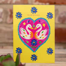 Load image into Gallery viewer, Heart Swan Greetings Card
