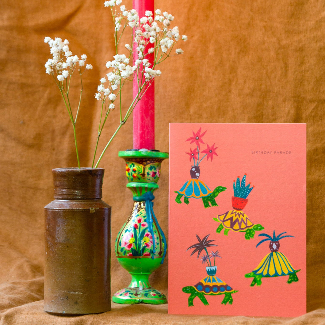 Tortoise Botanical Parade birthday card