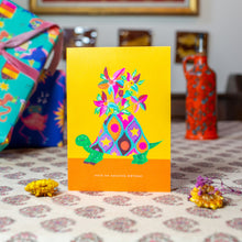 Load image into Gallery viewer, Tortoise and Blooms Birthday Greetings Card
