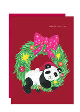 Load image into Gallery viewer, &#39;Panda Wreath&#39; Christmas Greetings Card 
