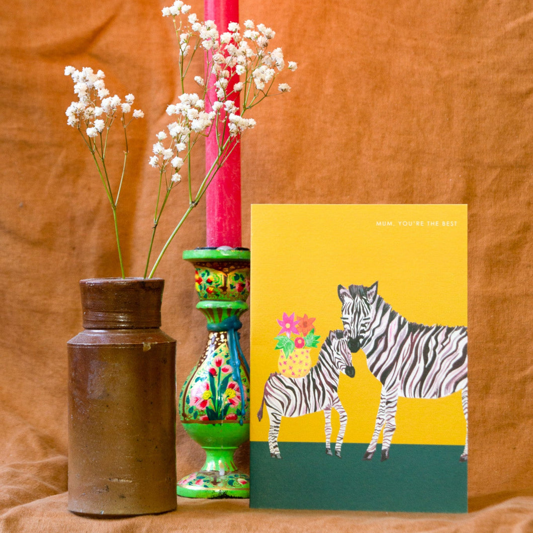 Zebra Best Mum Greetings Card